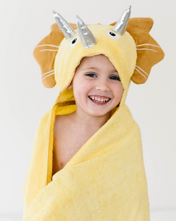 Bamboo Viscose Baby Hooded Towel Yellow Dinosaur